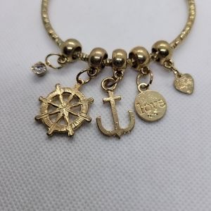 Nautical gold tone Charm Bracelet